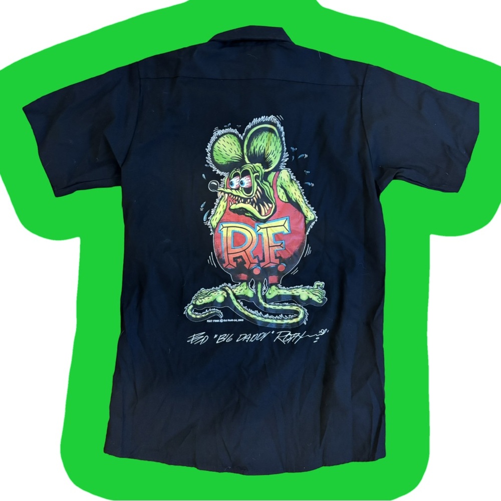 2008 rat fink dickies button up t shirt